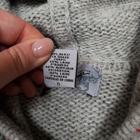 Eddie Bauer Sweater Womens Large Full Zip Nordic Fair Isle Hooded Knit Lambswool - Picture 4 of 9
